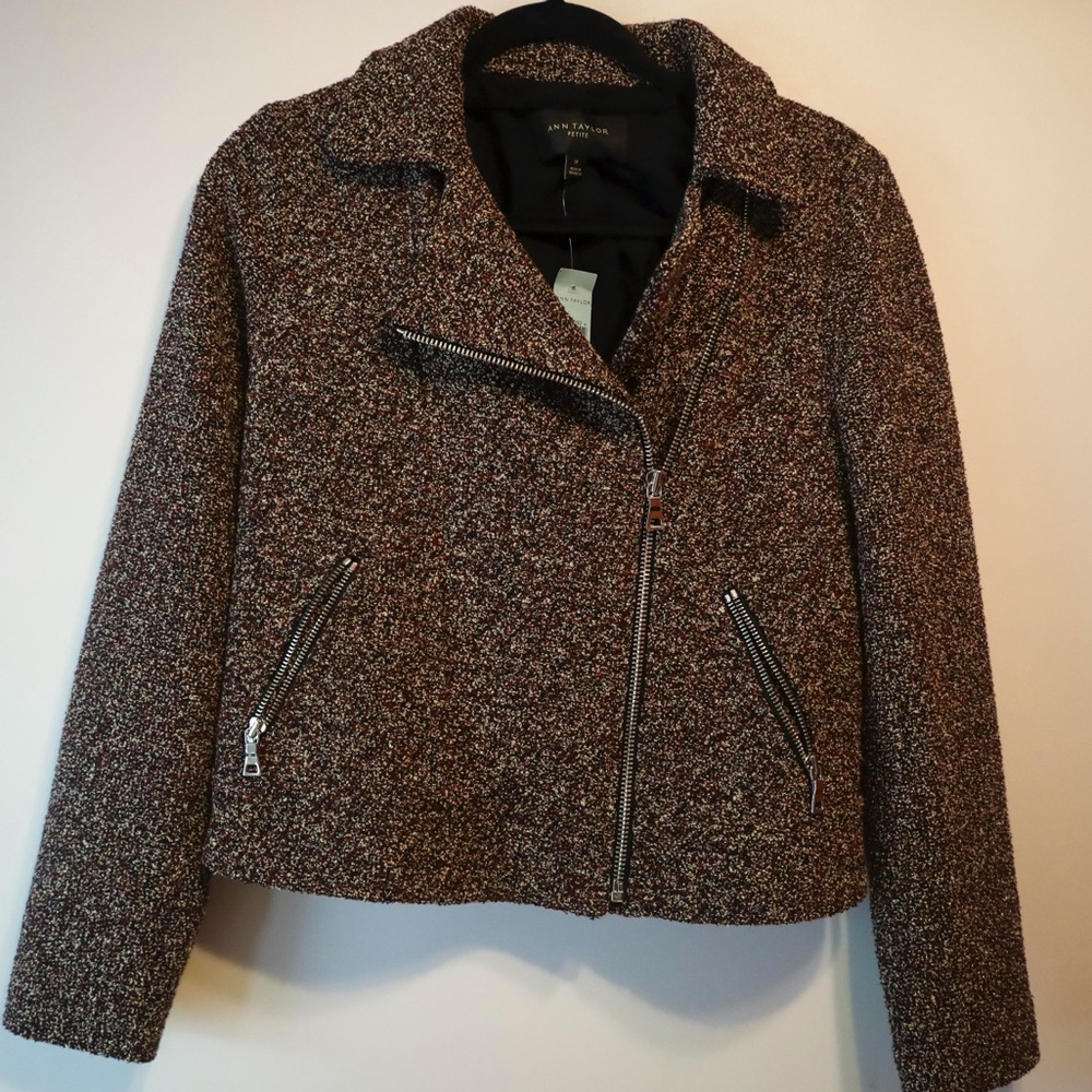 NWT Ann Taylor Tweed Biker Jacket